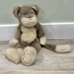 Vintage 1998 Boyds Collection Ltd Brown Cream 14" Plush Cat Blue Eyes Jointed